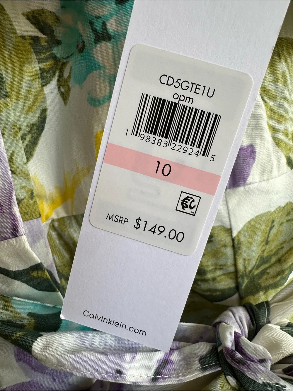 MSRP $149 Calvin Klein White Floral Midi Shirt Dress with Purple & Yellow Blooms - Picture 5 of 5